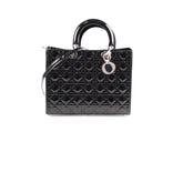 Christian Dior Large Lady Dior Black Patent